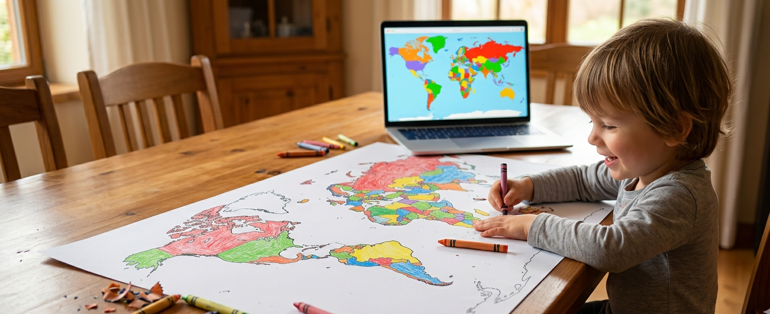 World Map Coloring: A Creative Journey for Young Explorers