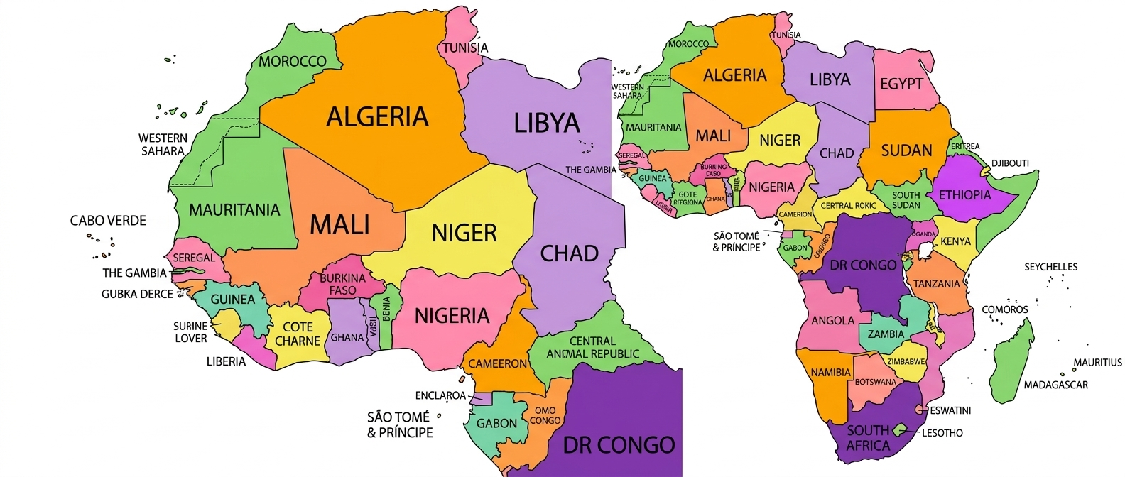 Detailed Africa map with country borders